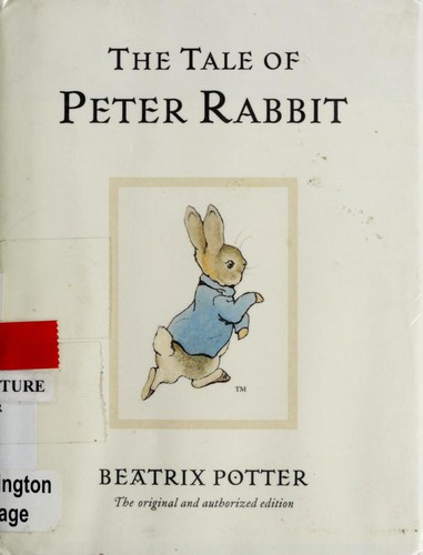 The Tale of Peter Rabbit book cover with Beatrix Potter illustration of Peter in his blue jacket