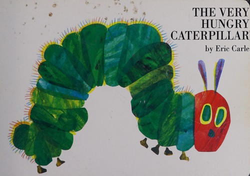 The Very Hungry Caterpillar book cover showing green caterpillar