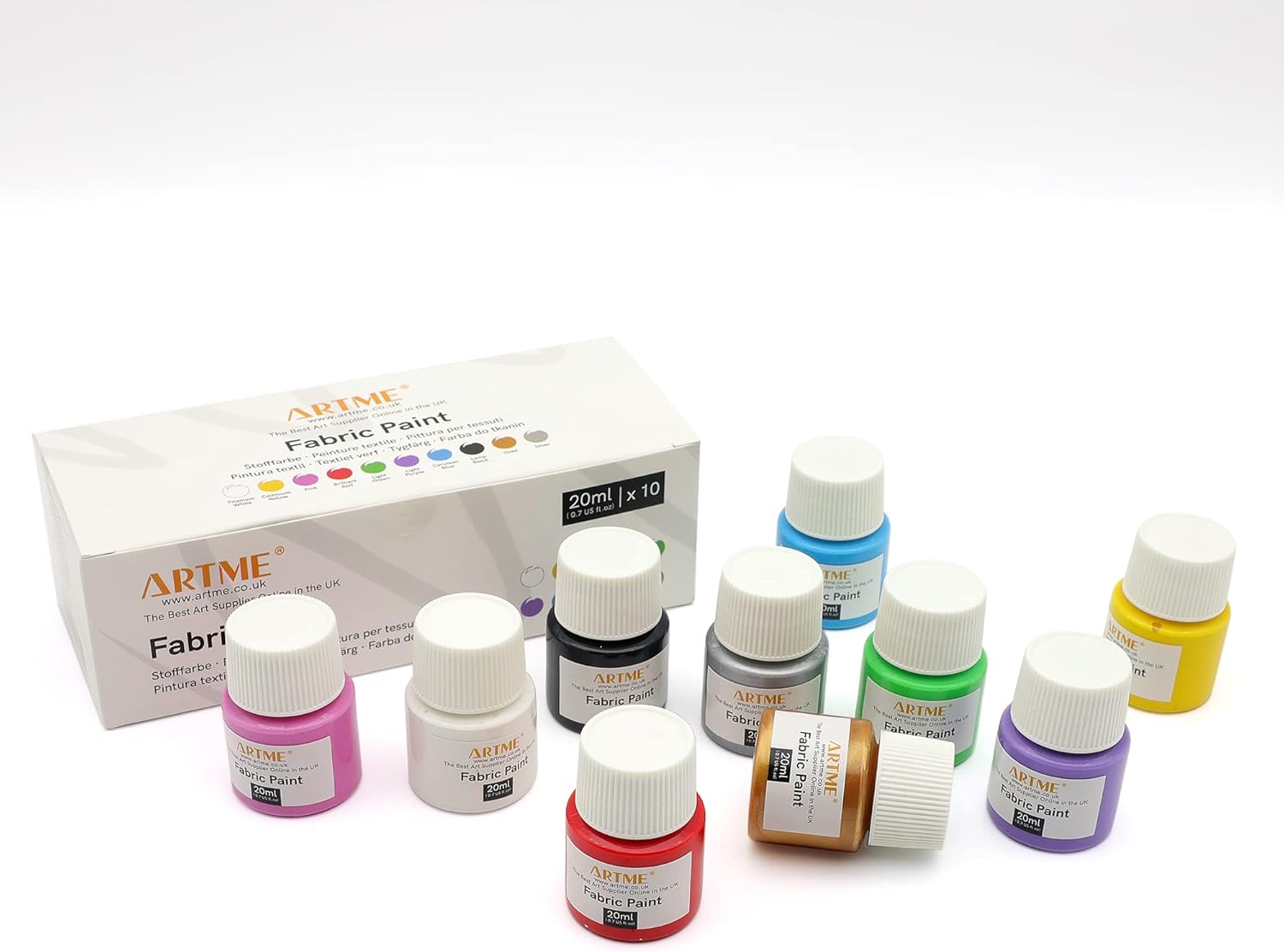 Multicoloured fabric paint set for Elmer the Patchwork Elephant costume