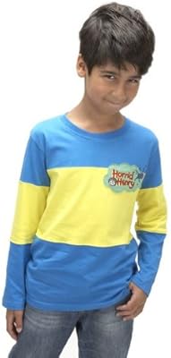 Blue and yellow striped top for Horrid Henry costume